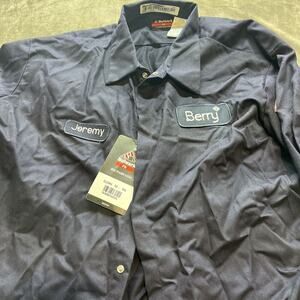 New Bulwark FR Flame‎ Resistant Mens Dress Uniform XXL Shirt in Navy Blue 2112